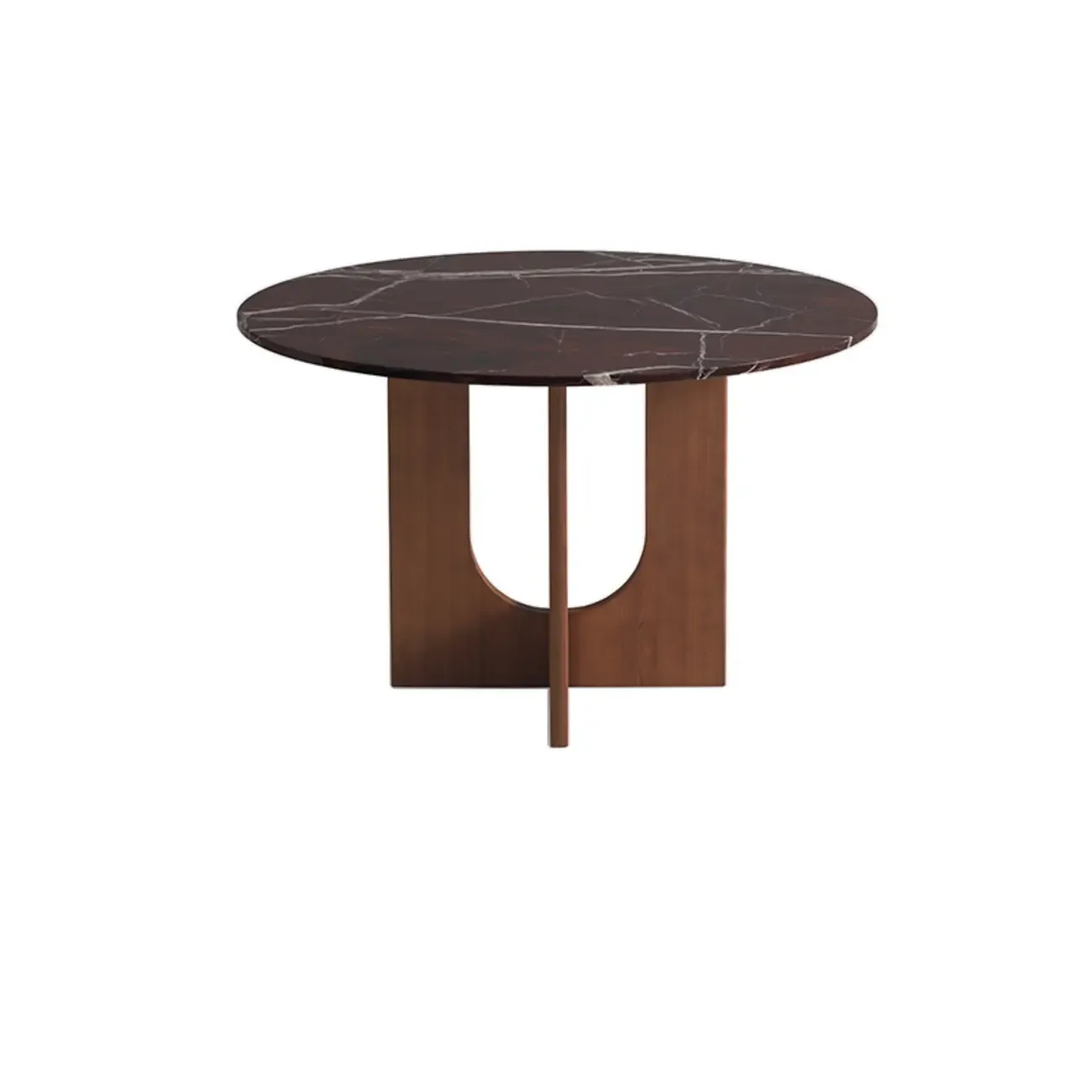 Modern Round Marble Top Pedestal Dining Table