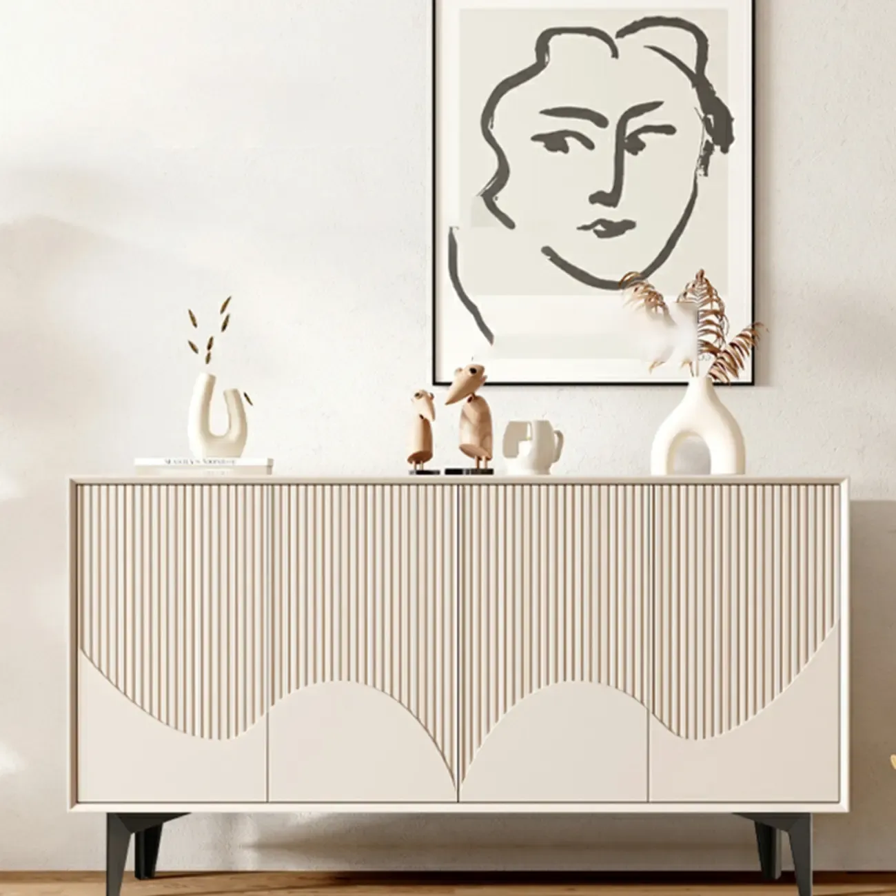 Hallway White Wood Shoe Cabinet with Slate