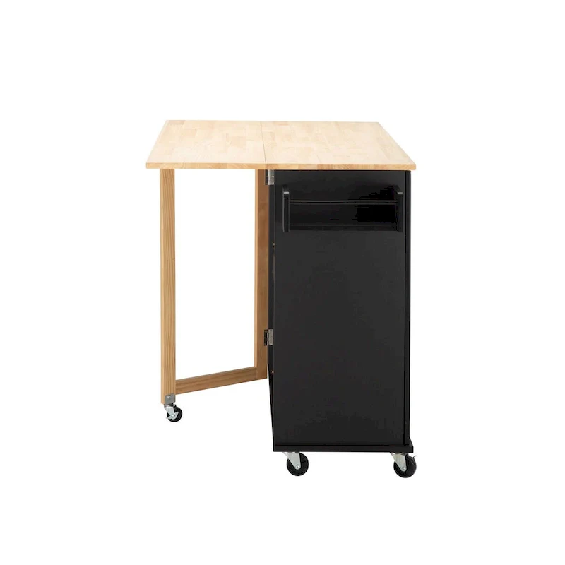 Mobile Kitchen Island & Kitchen Cart,With Extendable Rubber Wood Top and 3 Drawers - 53.93(L) x 17(W) x 36.22(H