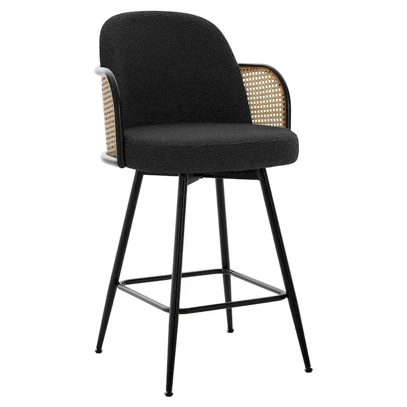 26-Inch Fabric Upholstered Swivel Counter Height Bar Stools - 38.2 H x 21.5 W x 23.2 D