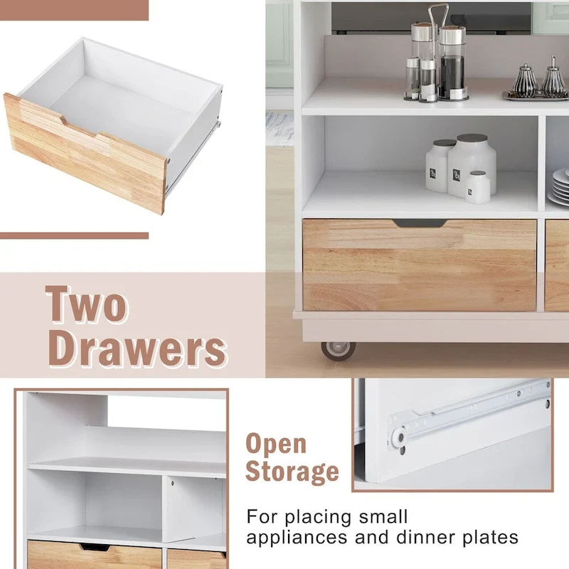 Rolling Kitchen Island Kitchen island Cart Spice Rack Kitchen Cart - 46.00L * 21.70W * 35.62H