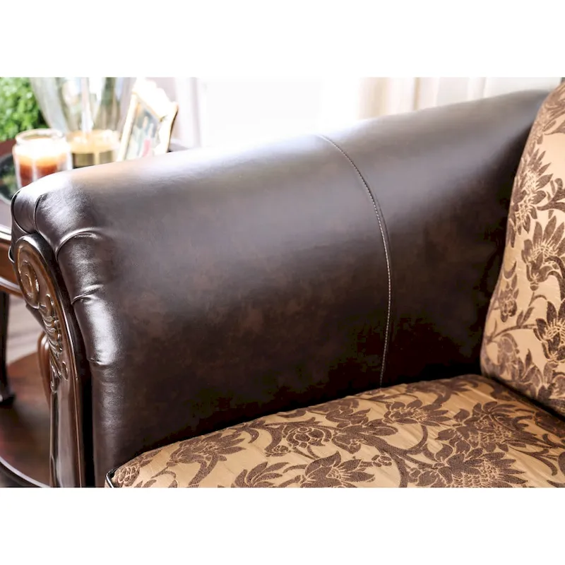 Rend Traditional Faux Leather Rolled Arms Tufted Sofa by Furniture of America