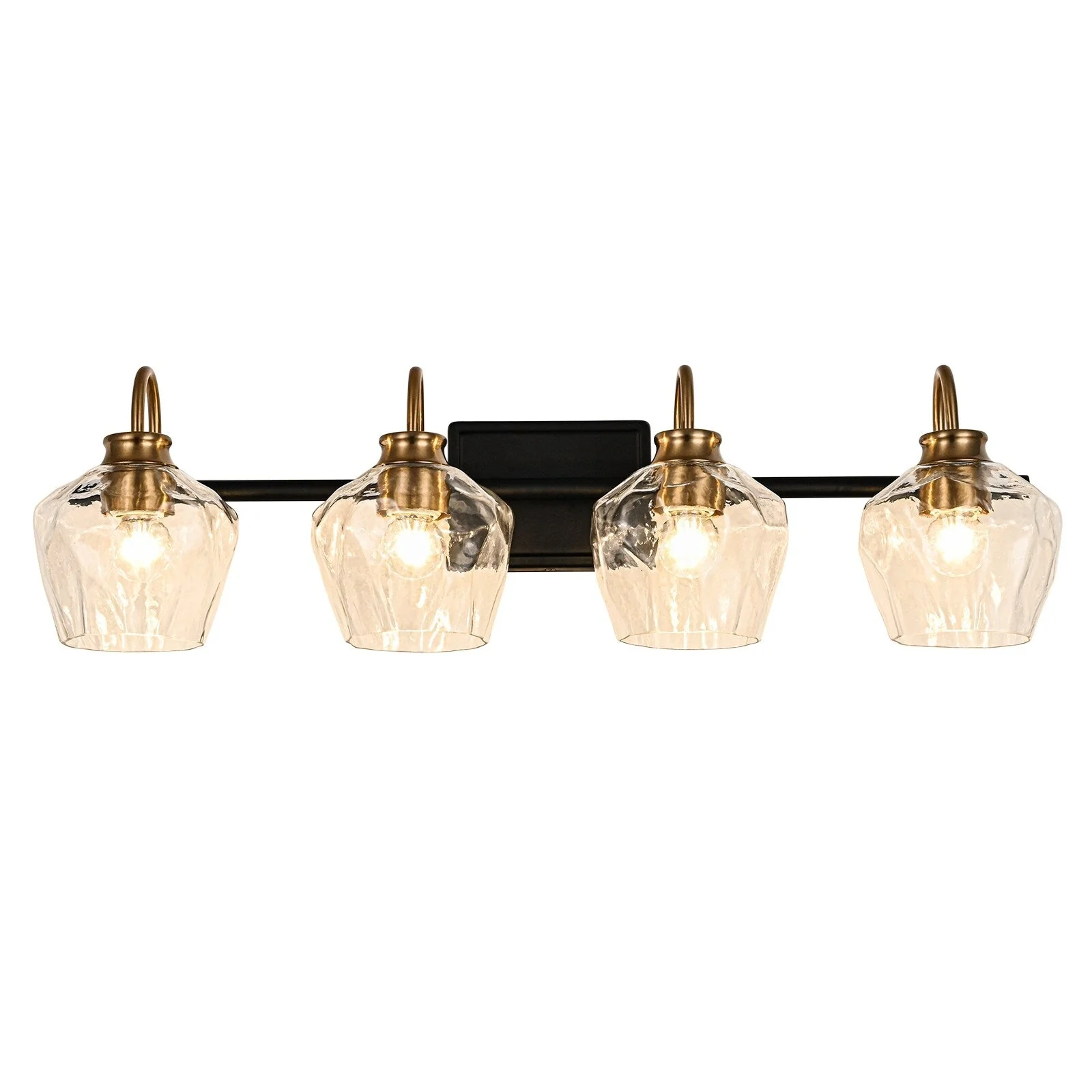 Modern 3/4-lights Bathroom Dimmable Vanity Lights Wall Sconces with Glass Shade