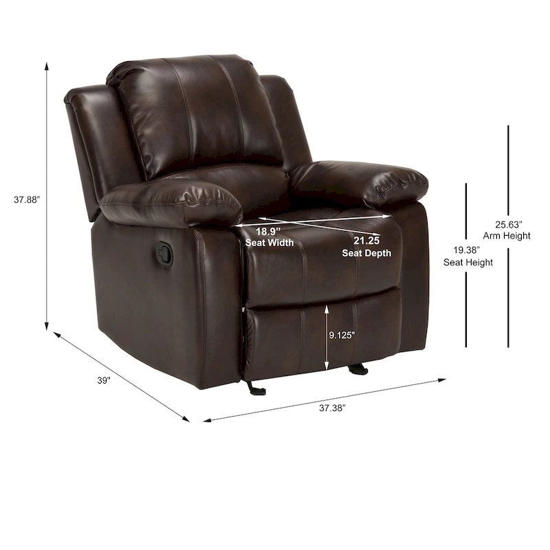 Charleston Leather Gel Glider Rocker Recliner by Greyson Living