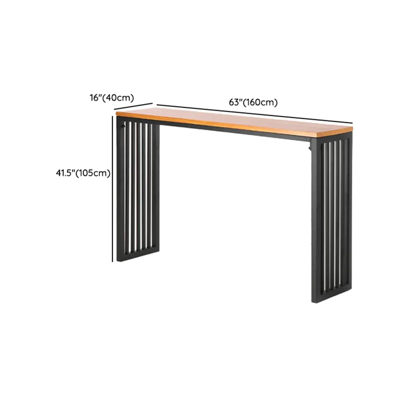 Industrial Brown Wooden Metal Leg Rectangular Bar Tables