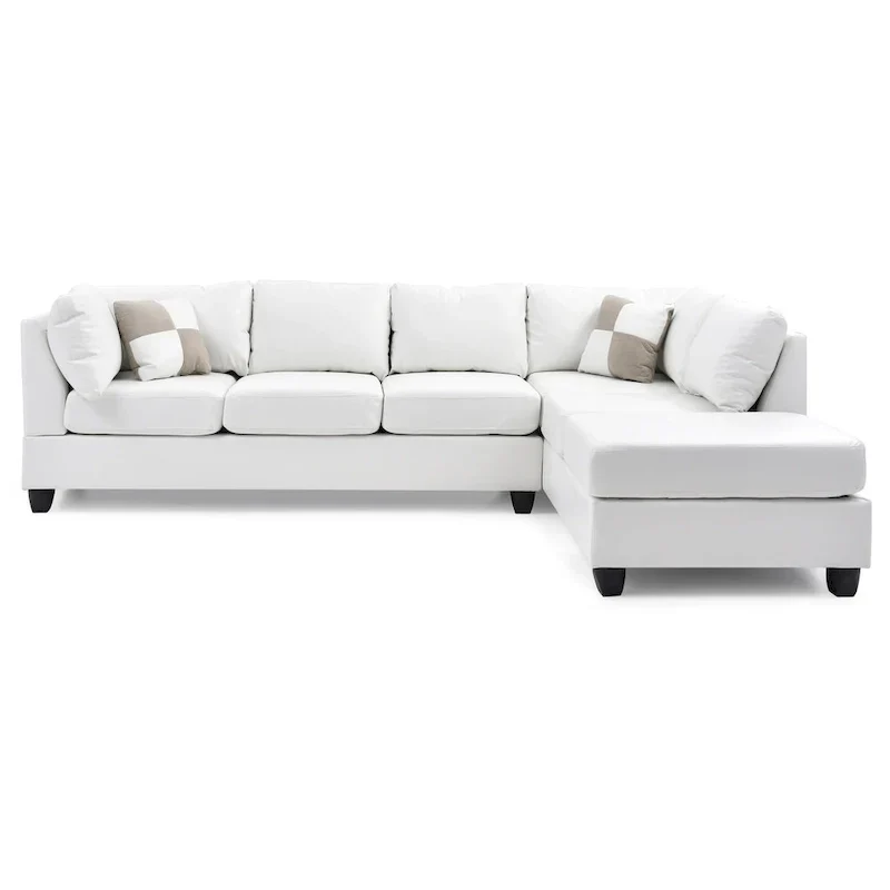 Malone L-shaped Reversible Faux Leather Sectional Sofa