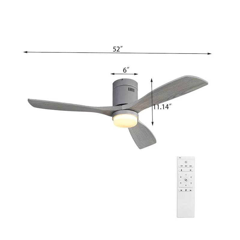 Ceiling Fan Light with 3 Wood Noiseless Fan Blade