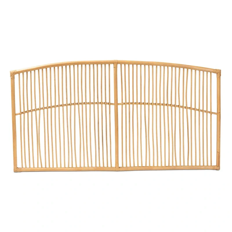 Malvina Modern Bohemian Natural Rattan Wall-mountable Headboard-Queen