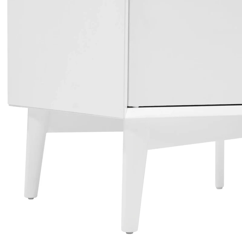 White Mid-Century Modern Sideboard with 2 Cabinets, 3 Drawers & Tapered Legs