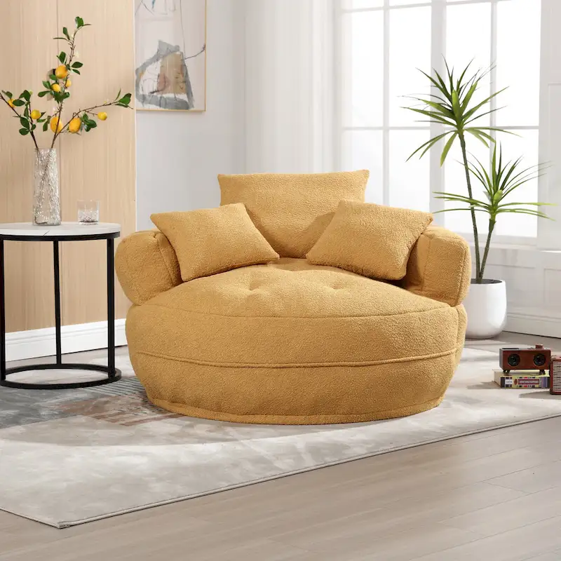 Circular wide living room fabric sofa, balcony homestay lazy sofa chair