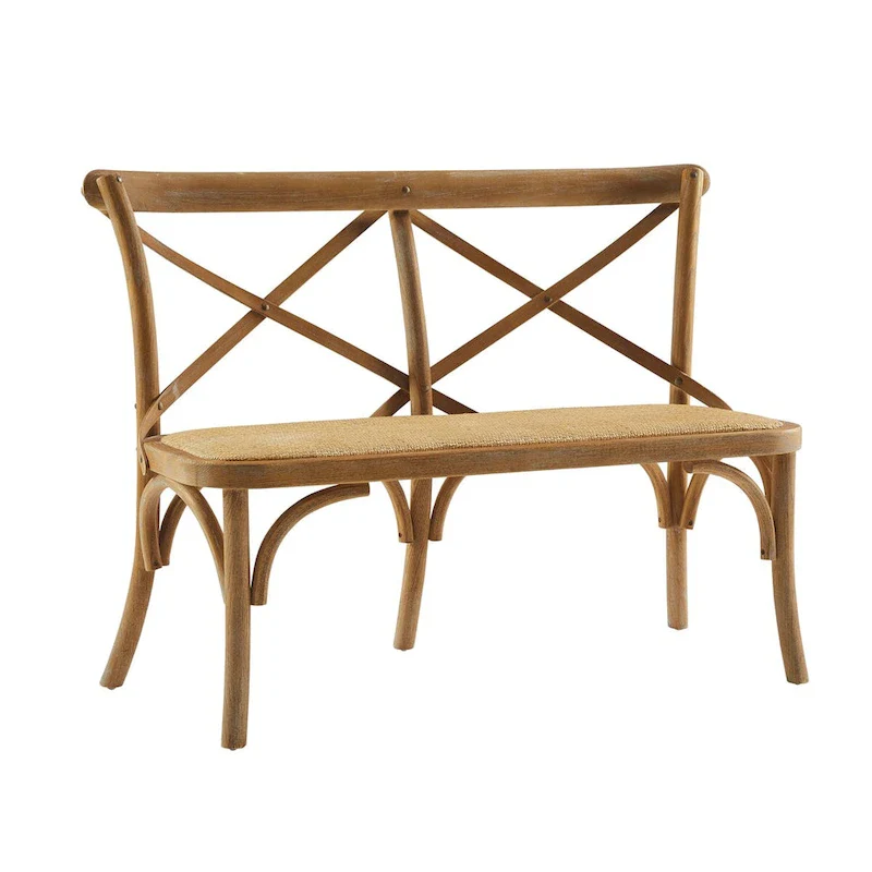 Rattan Bentwood X-Back Bench