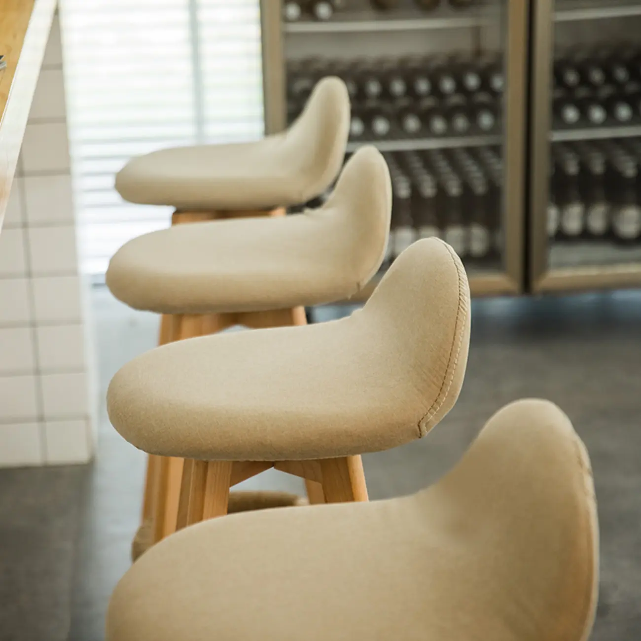 Scandinavian Wood Plush Seat Comfy Design Bar Stool