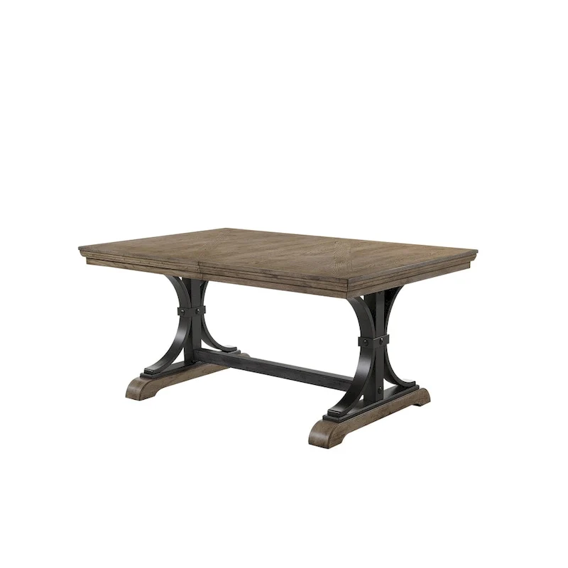 Roundhill Furniture Birmingham 7-piece Driftwood Finish Table with Nail Head Chairs Dining Set