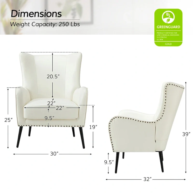 Invidiae Wooden Upholstered Armchair with Metal Legs