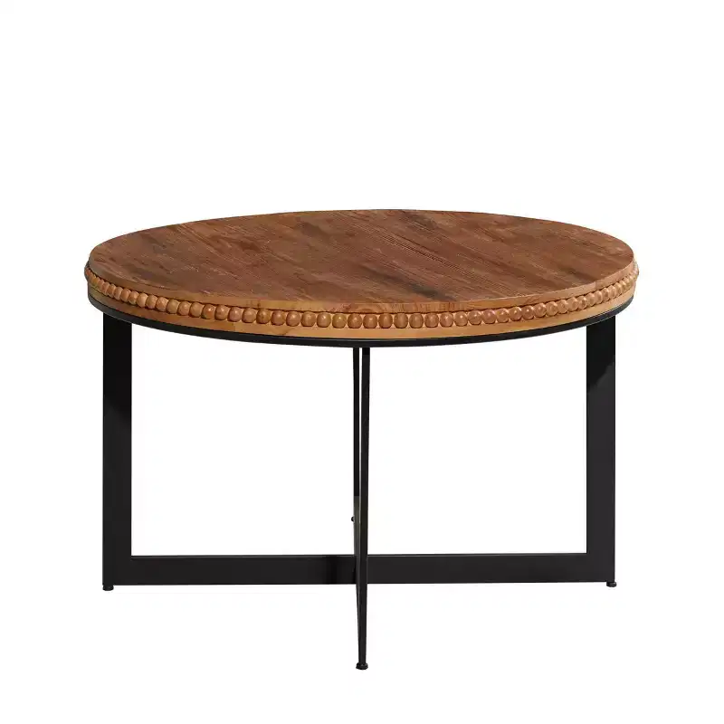 Industrial Wood and Metal Coffee Table Brown - Olivia & May: No Assembly, Sturdy Iron Legs