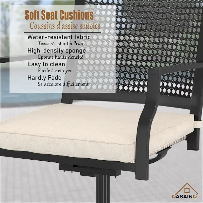 Textilene Fabric Iron Frame Swivel Dining Chairs(Set of 2)