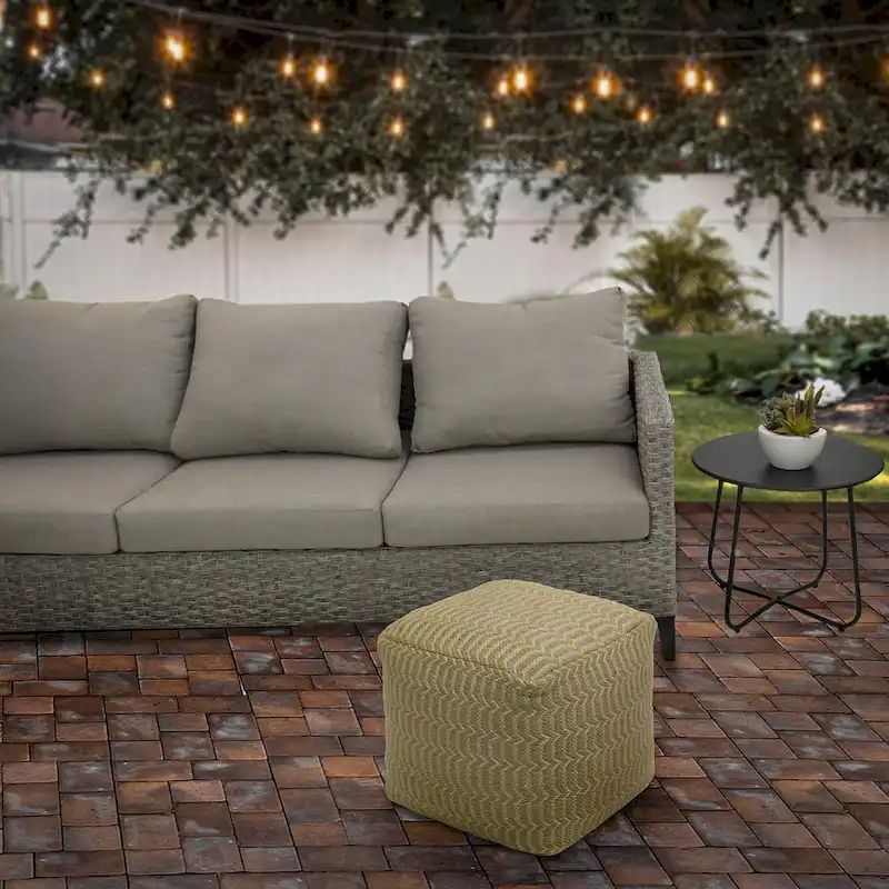 16 Hand Woven Pouf Ottoman, Sand by National Tree Company - 16 in