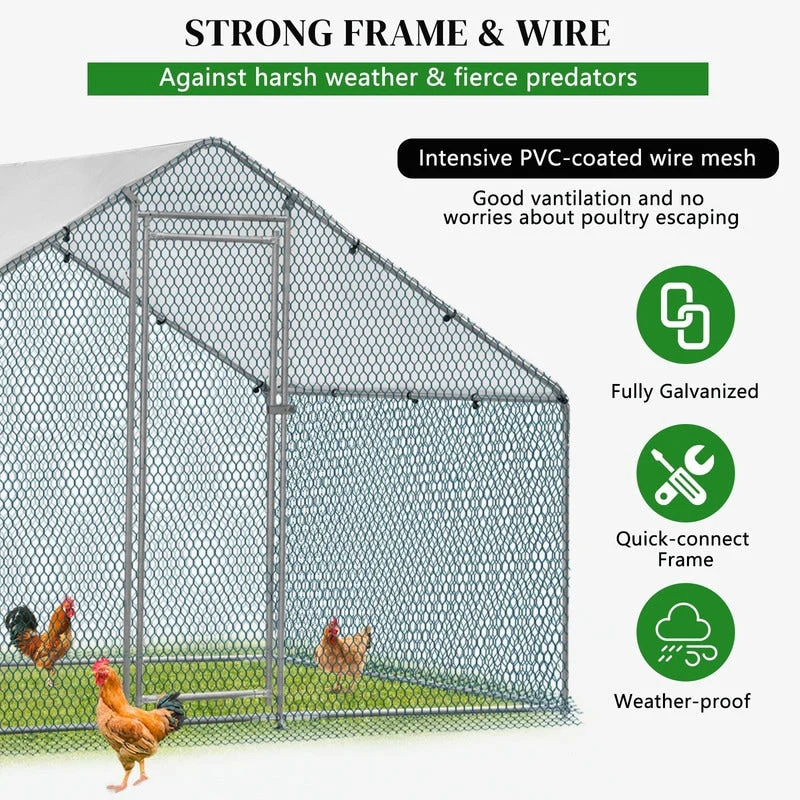 Large Metal Chicken Coop Walk-in Poultry Cage