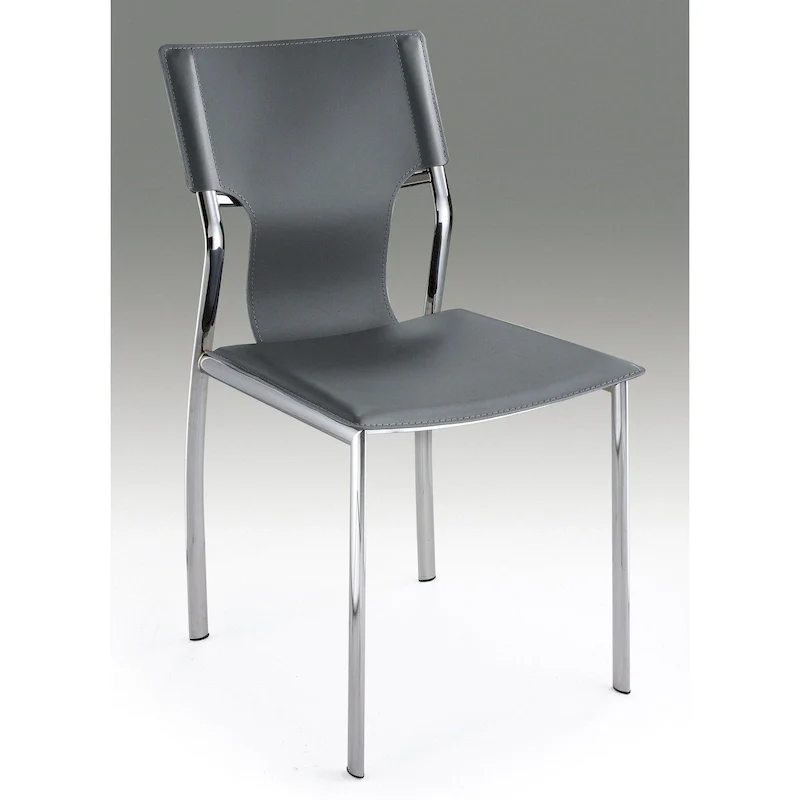 Dining Leather with Protective Coating Chair, Chrome Legs, Set of 4