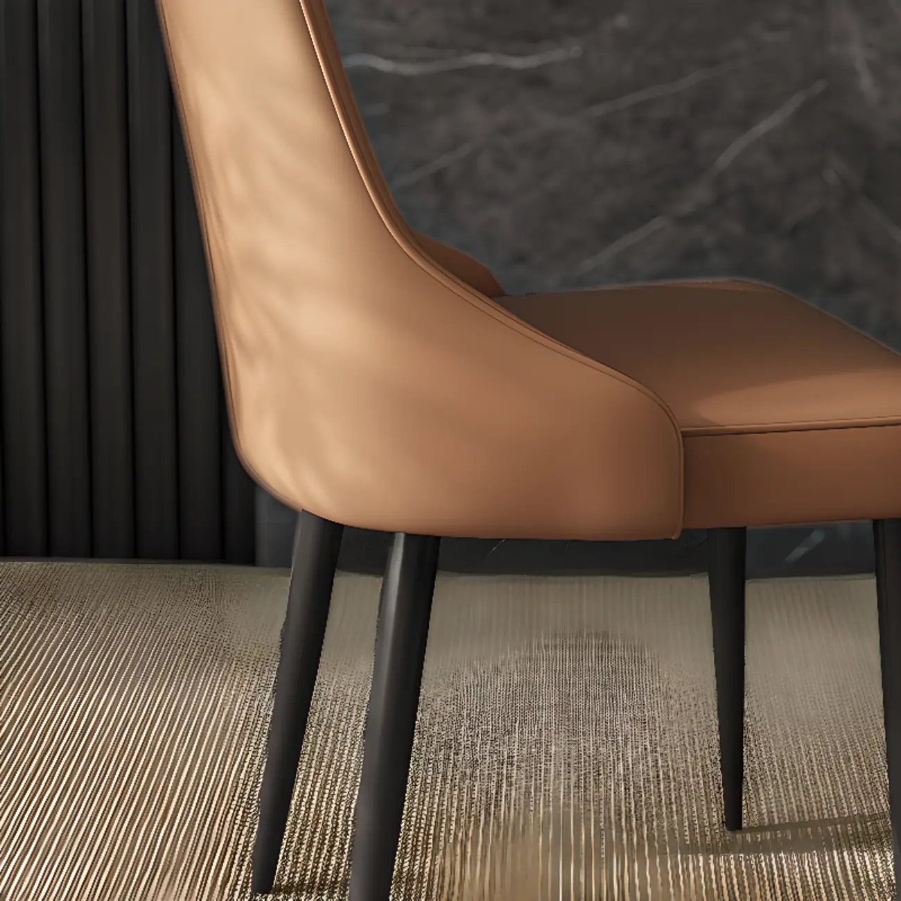 Modern Armless Faux Leather Upholstered High Back Dining Chair