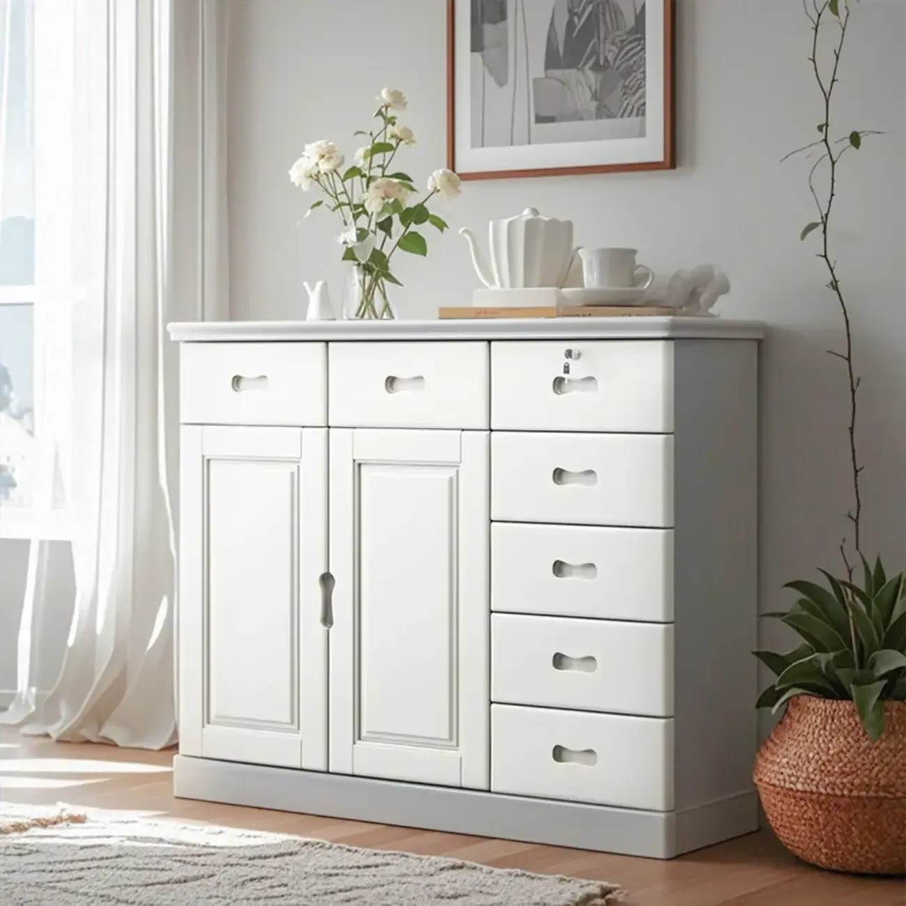 Large Modern Versatile Grey Wooden Storage Cabinet