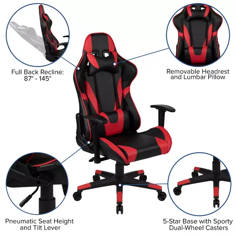 Flash Furniture Gaming Desk and Reclining Gaming Chair Set with Cup Holder and Headphone Hook