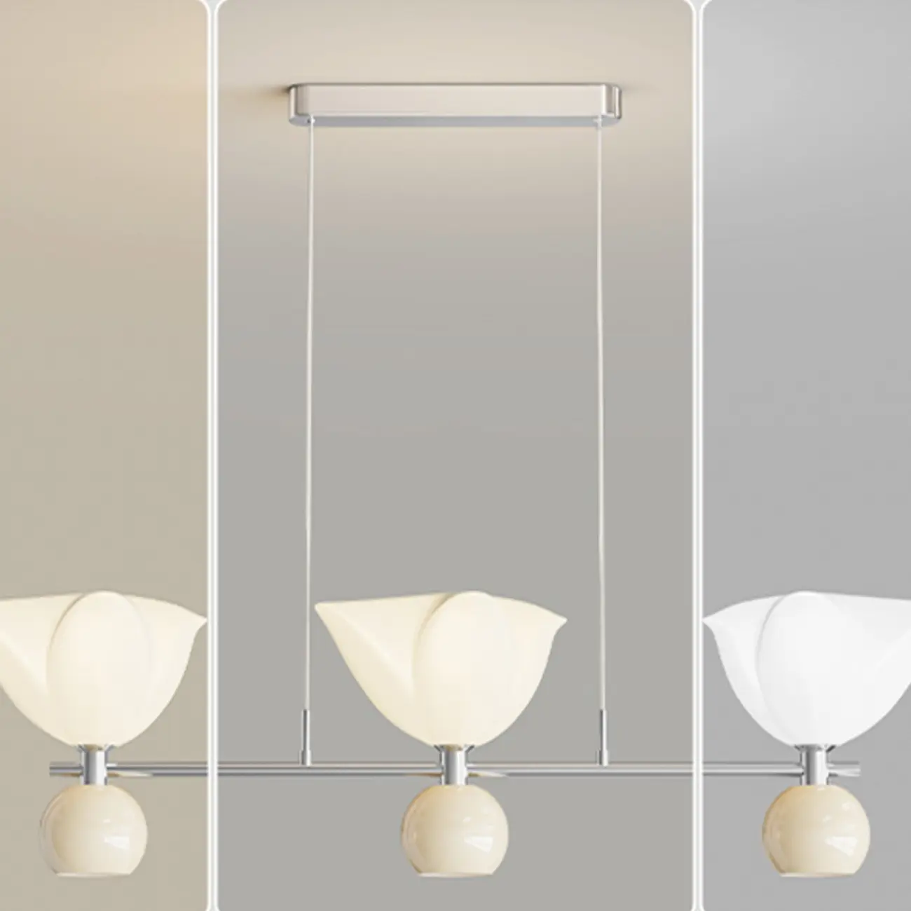 3-Light Modern Chrome Plastic Island Pendant Light