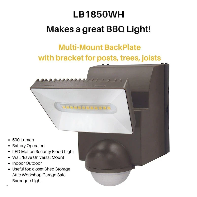 IQ America 500 Lumen Battery Operated LED Motion Security Flood Light, Wall Eave Mount