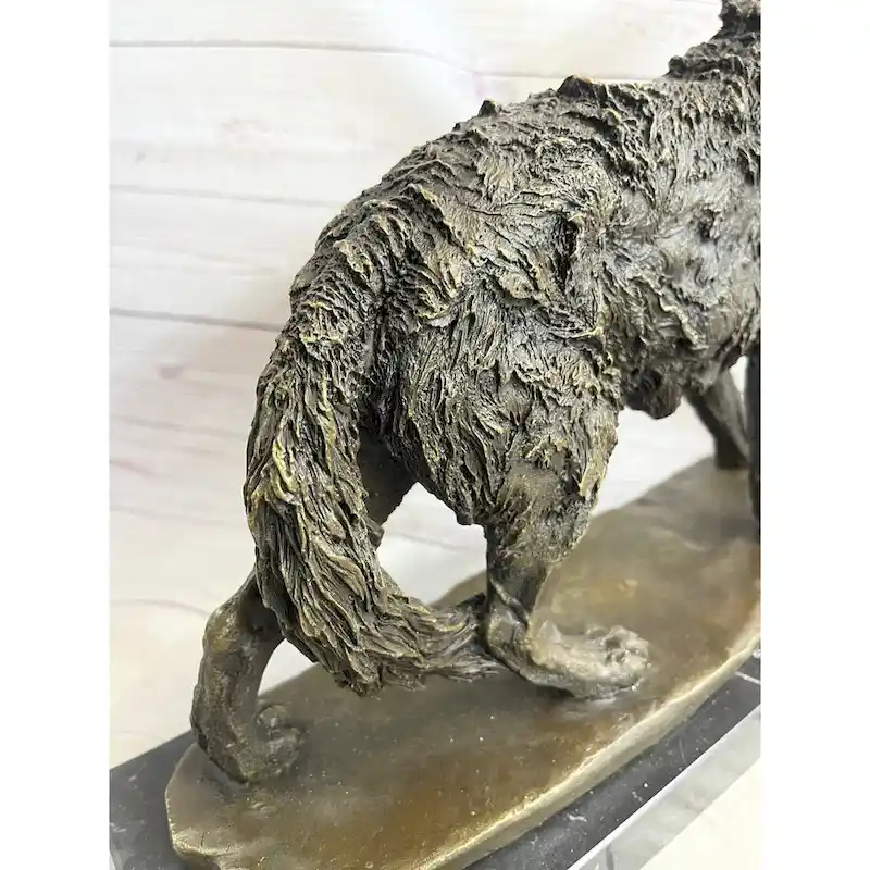 Extra Large Wild Animal Life Wolf Dog Bronze Sculpture Hot Cast Marble Figurine