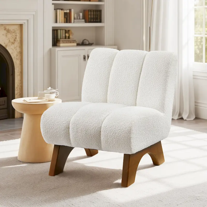 Art Leon Modern Wood and Fabric Accent Sofa Chair
