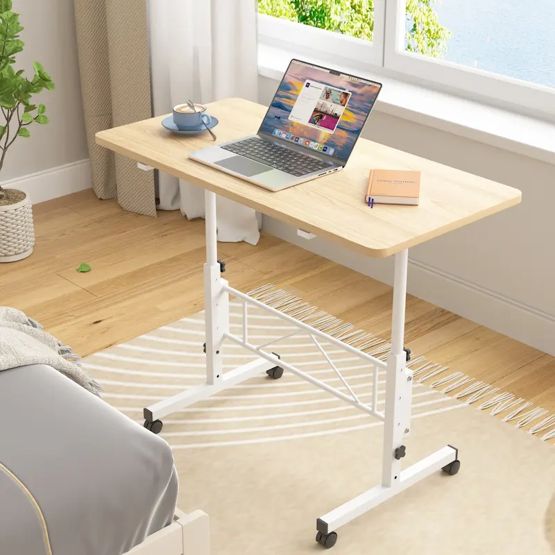 Mobile Stand Up Desk with Wheels, Small Standing Desk Adjustable Height, 31.5 Inch Portable Rolling Desks