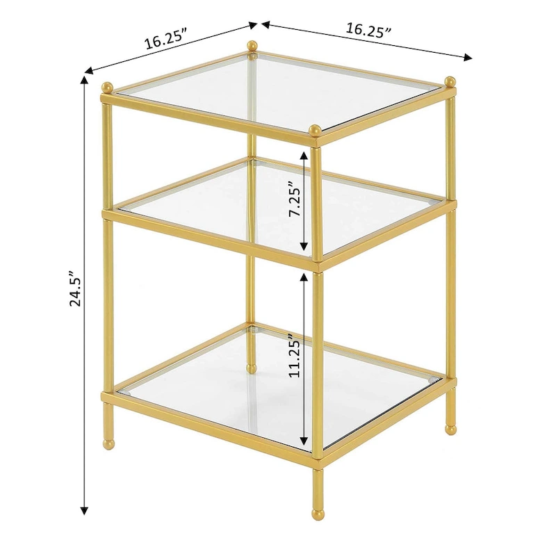Convenience Concepts Royal Crest 3 Tier Glass End Table