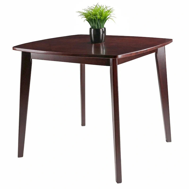 Solid Wood Dining Table - Walnut, 34.02 x 34.02 x 29.33 Inches
