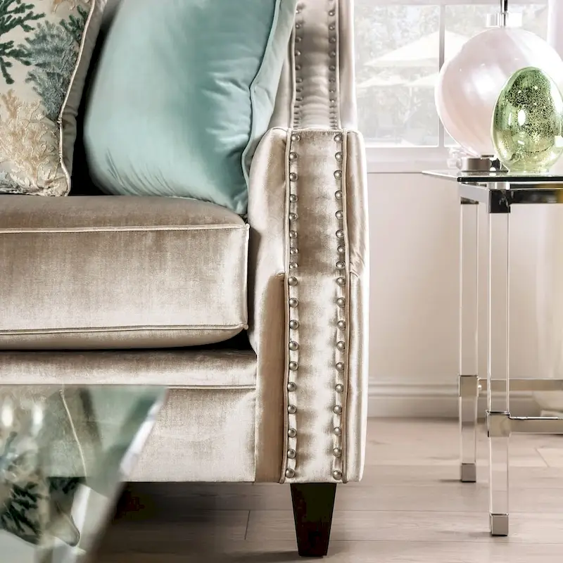 Vynn Transitional Chenille Upholstered Nailhead Trim Sofa by Furniture of America