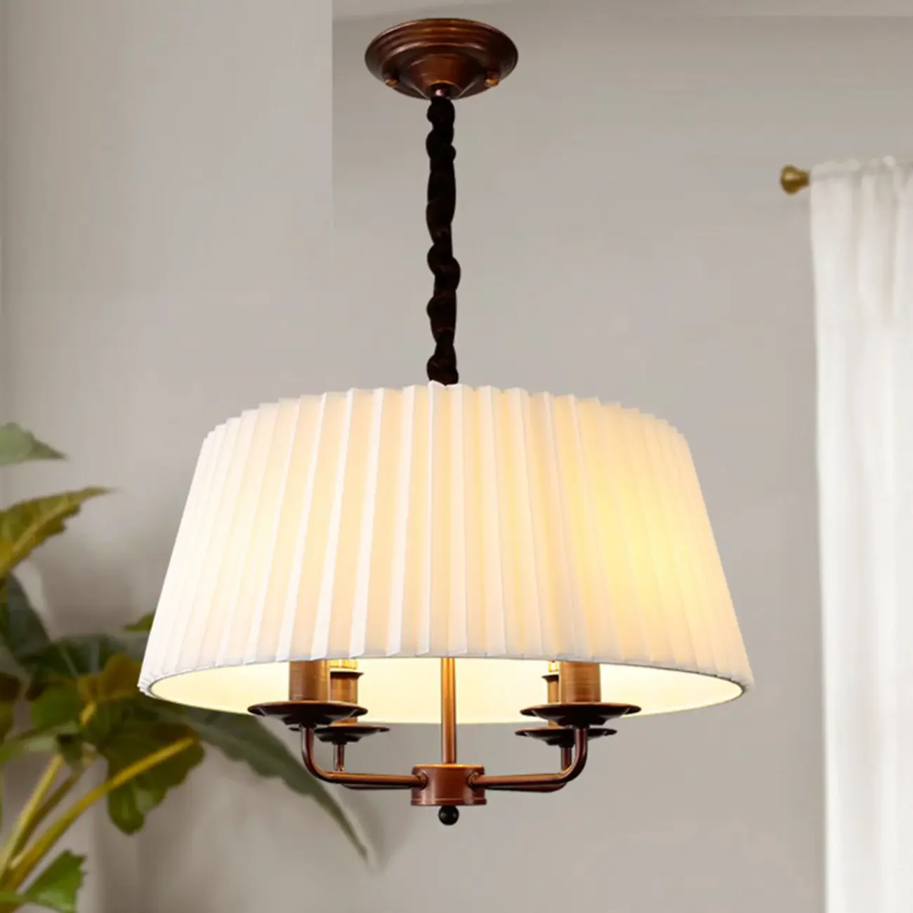 Adjustable Classic Metal White Drum Chandelier