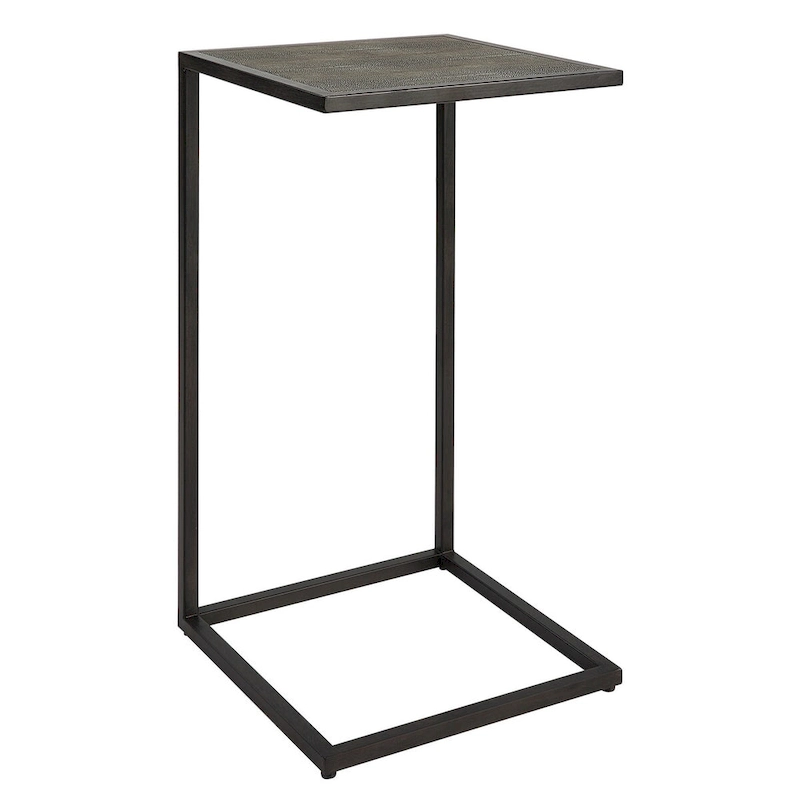 Antique Black Iron and Shagreen Accent Table by Matthew Williams