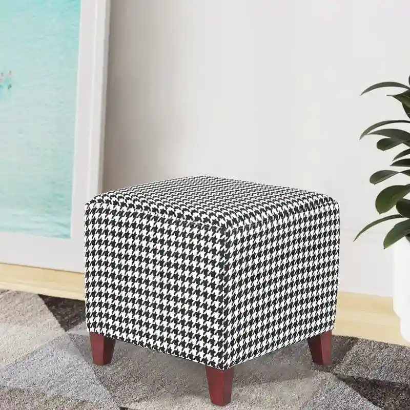 Adeco Square Ottoman Footrest Stool Small Fabric Bench Seat