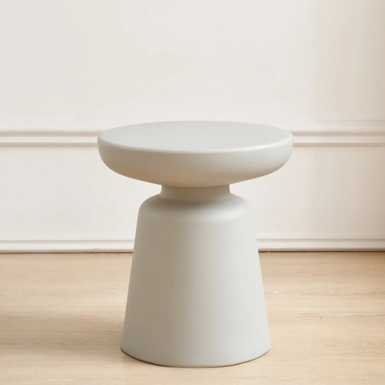 Modern Round Acrylic Side Table with Drum Base for Living Room