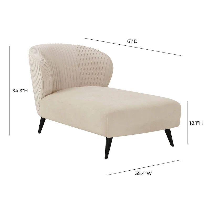Pleated Velvet Upholstered Chaise Lounge
