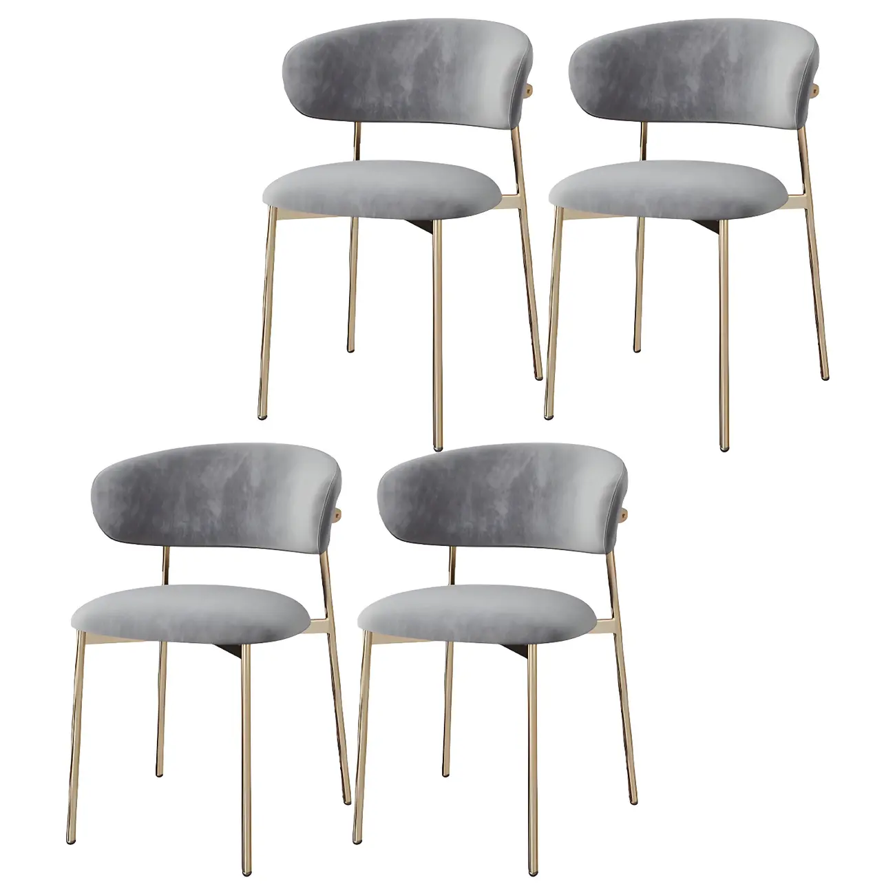 Scandinavian Velvet Upholstered Dining Room Chairs Set of 4