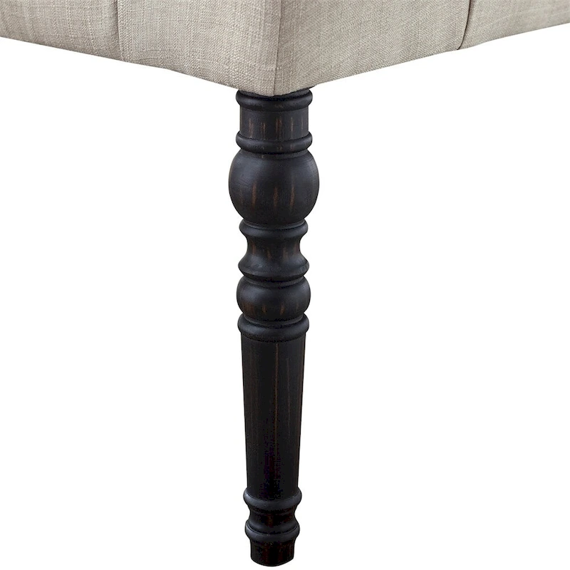 Fabric Tufted Turned Leg Dining Bench