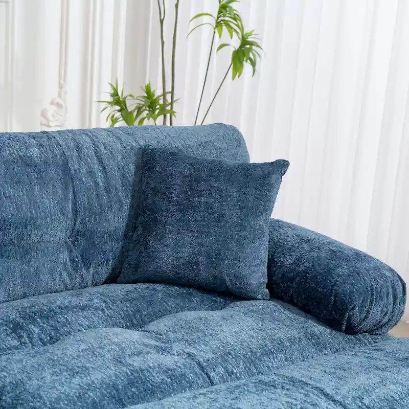 120.87 Chenille L-Shaped Sleeper Sectional Sofa with Ottoman