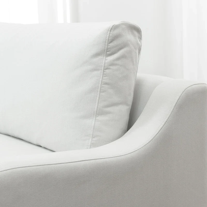 KINWELL 3-Seater Linen Upholstered Deep Seat Sofa with Flippable Cushions, 90 W