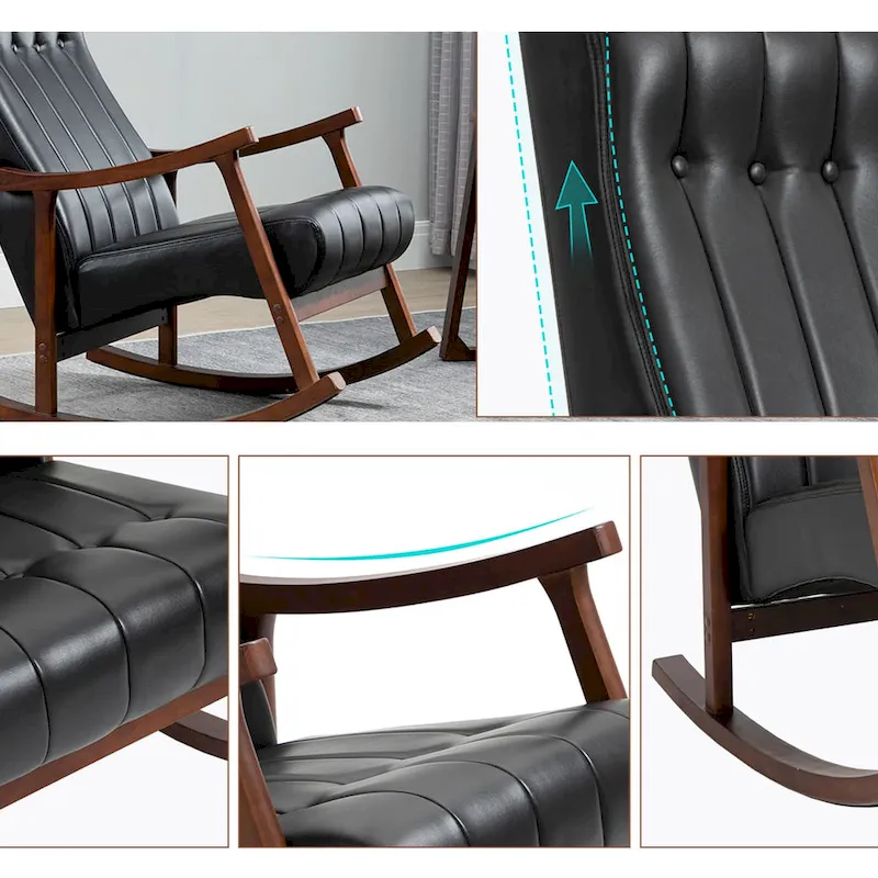 AVAWING Upholstered Rocking Chair ModernHighBackArmchair
