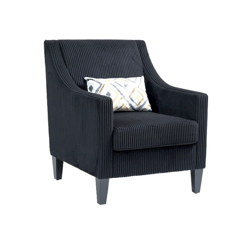 Black Modern 26.8 Arm Chair with Rubber Wood Legs