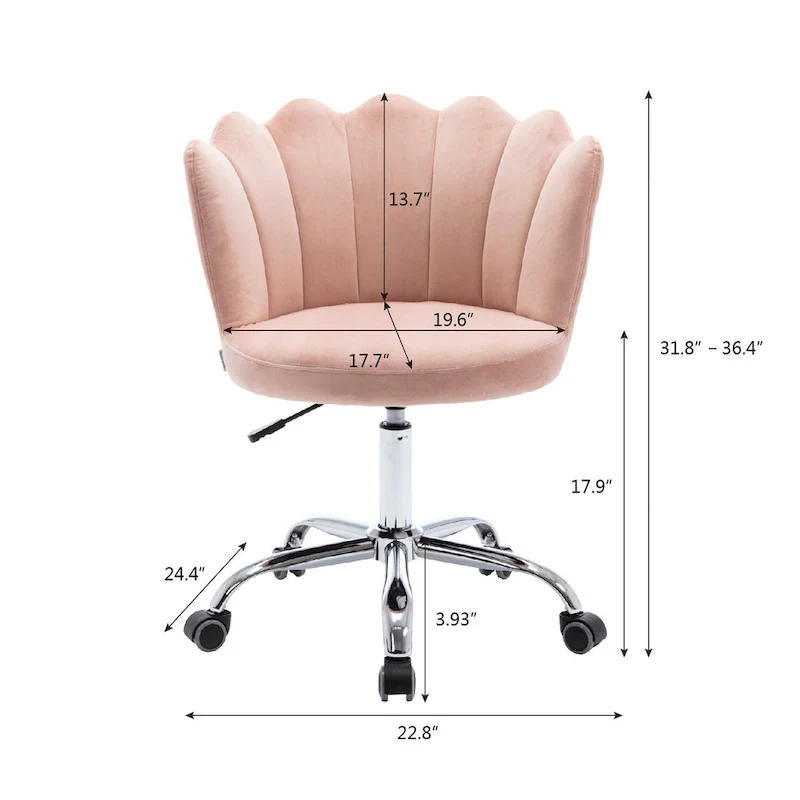Velvet Upholstered Adjustable Height Swivel Home Office Chair