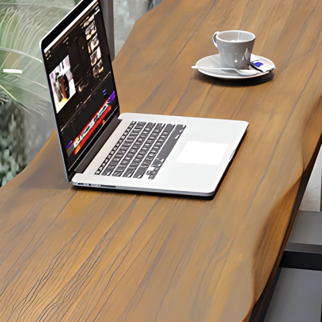 Modern Brown Wooden Grain Iron Trestle Bar Tables