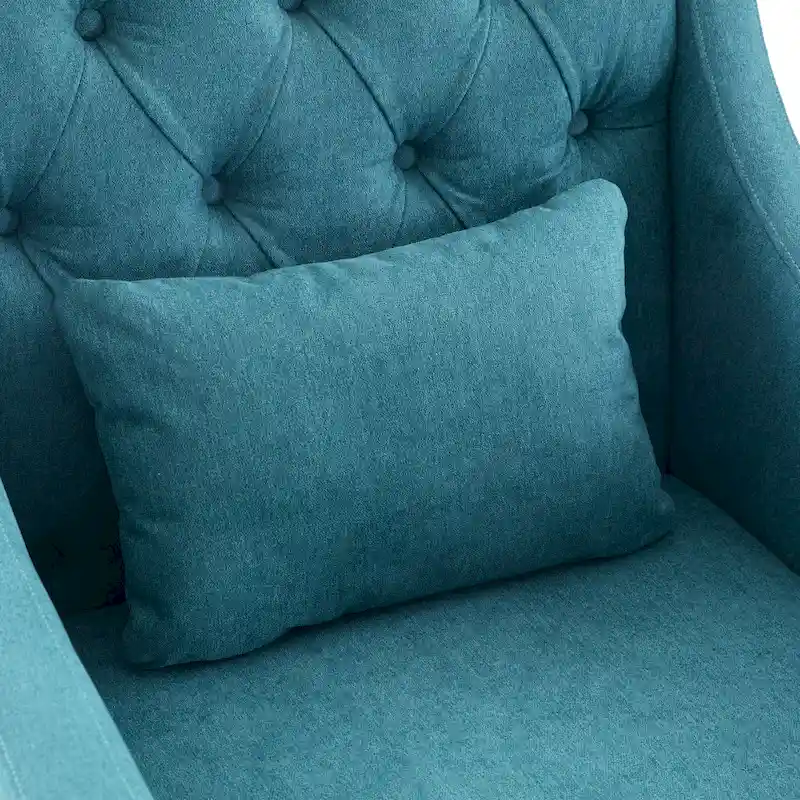 HUIMO Arm Chair Comfy Club Chair with Pillow Beige/ Dark Teal/ Blue