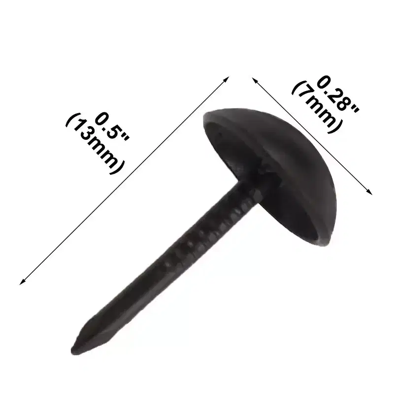 Bargains Table Sofa Metal Round Head Thumb Tack Nails 0.28 x 0.5 Black 200 Pcs