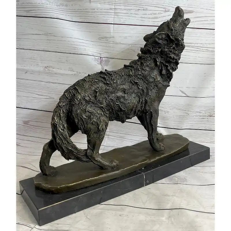 Extra Large Wild Animal Life Wolf Dog Bronze Sculpture Hot Cast Marble Figurine